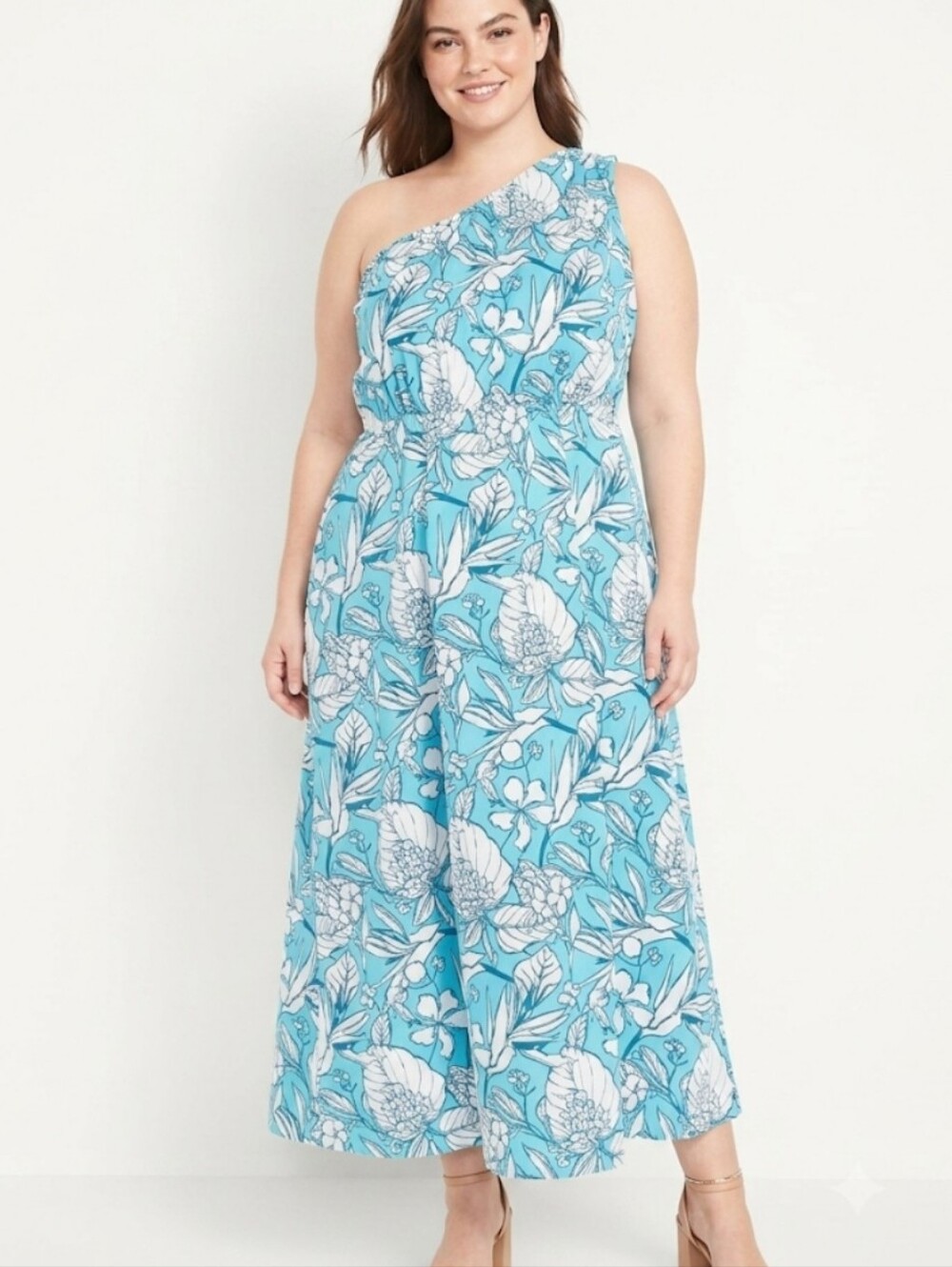 Lane Bryant Dress Women's Maxi Dress Moana Floral One Shoulder Resortwear